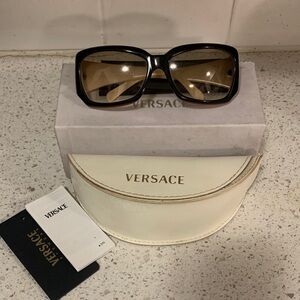 Versace Black Frame Sunglasses with Brown Lenses